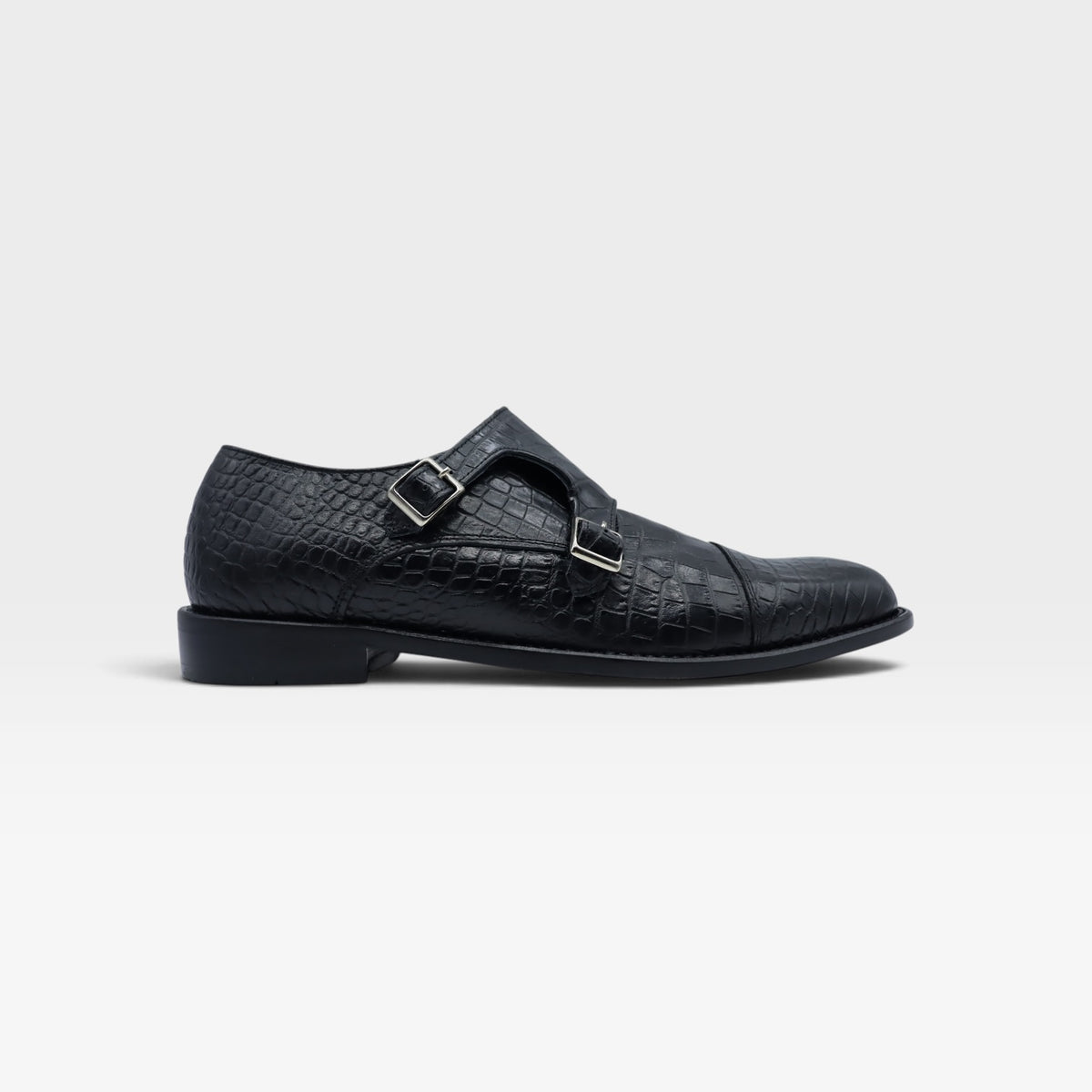 DOUBLE MONKSTRAP CROCO NEGRO
