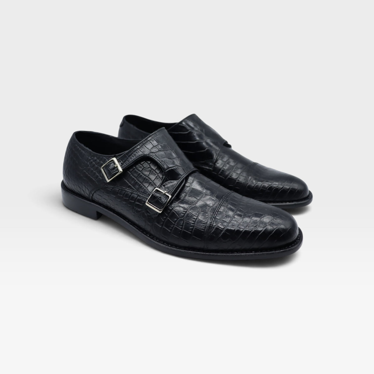DOUBLE MONKSTRAP CROCO NEGRO